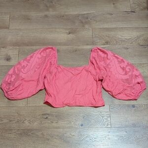 Broadway 38 smocked back balloon sleeves off shoulders boho romantic top L